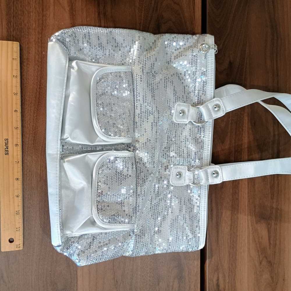 Glamorous Silver Sequin Shoulder Bag